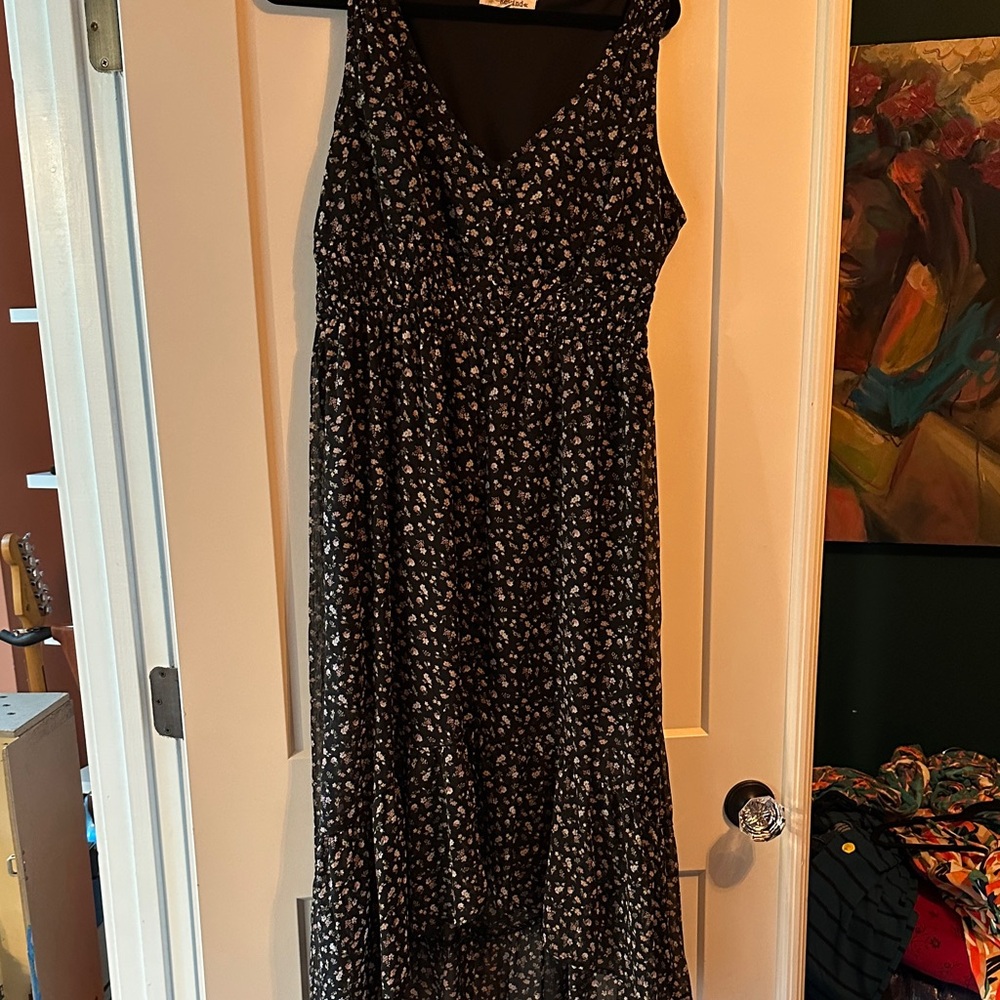 Floral Black and White Women's Dress